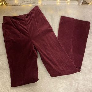 Maroon, velvet flare pants